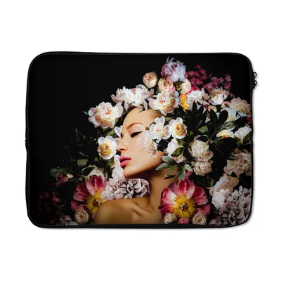 Produktbild von MuchoWow® Laptop Hülle 15 Zoll Frauen - Blumen - Rosen - Porträt Laptoptasche - Laptoptasche - Sleeve - Rundum-Schutz