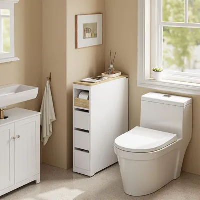 SoBuy Badunterschrank BZR54-K-W im skandinavischen Badezimmer-Setting