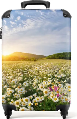Produktbild von NoBoringSuitcases.com - Fotokoffer Blumen - Passt in 55x40x20 cm und 55x35x20 cm - Wochenendtasche Handgepäck - Trolley Handgepäck Flug Koffer - Rollkoffer Erwachsene - Hartschalenkoffer - Reisekoffer auf Rollen - Kabinengröße Rollkoffer leichtHandgepäck Koffer 55x35x20 cm, 36L,