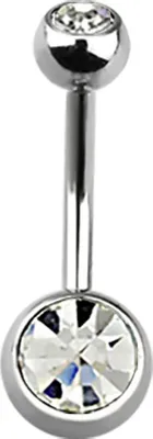 Produktbild von Bauchnabelpiercing 316L Edelstahl Zirkonia Kristalle Strass Banane Belly Banana klar 8 mm