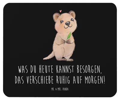 Produktbild von Mr. & Mrs. Panda Mauspad Quokka Happy - Schwarz - Geschenk, Dinge Erledigen, Niedliches Tier, Verschieben, laptop mousepad, Lustige Sprüche, Lustiger Spruch, Mouse Pad
