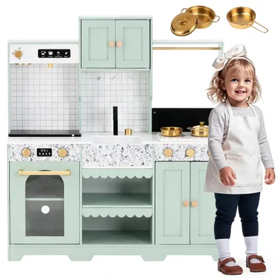 Image de Cuisine de jeu pour enfants, avec accessoires - Cuisines réalistes pour les enfants à partir de 3 ans - Bois et plastique - Vert