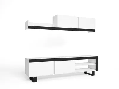 Immagine prodotto di IDEM Soggiorno, Unità  a parete, Mobile basso TV, colore Bianco/Nero, Stoccaggio stile moderno 200x180x40cm