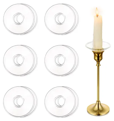 12er-Set Glas-Bobeches, Tropfenfänger für Stabkerzen, klar, rund