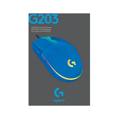 Obrázek produktu pro Logitech Gaming Mouse G203 LIGHTSYNC - Myš - optická - 6 tlačítek - kabelová - USB - modrá (910-005798)