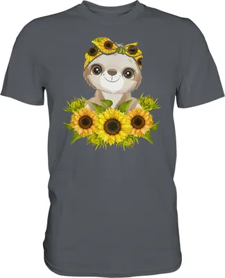 Produktbild von Faultier Sonnenblumen T-Shirt Garten Motiv Gärtner Geschenk – Dark Grey / S