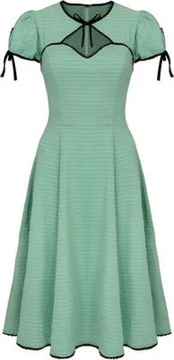 Produktbild von Hell Bunny Mittellanges Kleid Damen Casey Dress grün/schwarz S