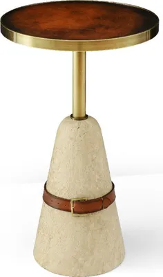 Produktbild von Casa Padrino Luxus Beistelltisch Braun / Messing / Beige Ø 40 x H. 74,5 cm - Runder Tisch mit Marmorfuß - Wohnzimmer Möbel - Luxus Möbel