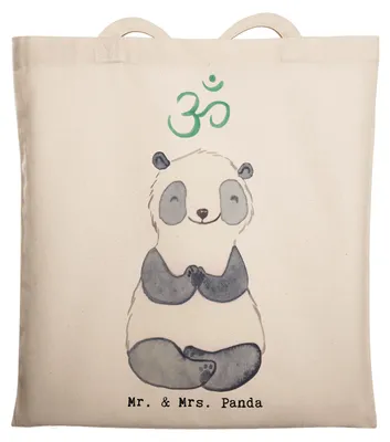 Produktbild von Mr. & Mrs. Panda Stoffbeutel Panda Meditieren - Transparent - Geschenk, Tote Bag, Tasche, Meditationskurs, Meditation, Laptoptasche, Schultasche, Shopping