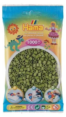 Image de Sachet de 1000 perles à repasser hama midi vert olive - loisirs créatifs - 207-84
