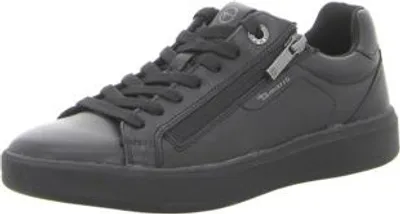 Produktbild von Tamaris Damen Sneaker schwarz mit Schnürung, Reißverschluss und leichtem Keilabsatz