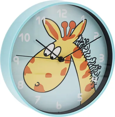 Obrázek produktu pro Nástěnné hodiny do dětského pokoje, Ø 20 cm, modré, žirafa