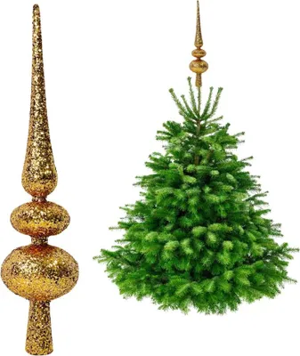 Immagine prodotto di Topper per albero di Natale oro - Topper per albero di Natale glitterato 29 cm