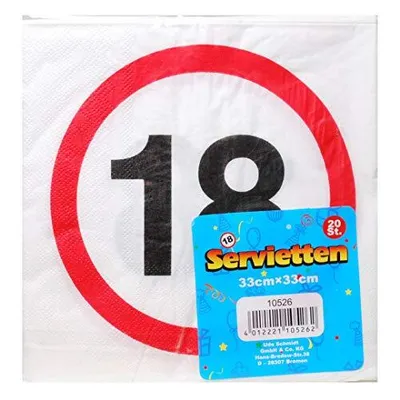 Produktbild von 20 St. Geburtstag Papier Serviette Verkehrsschild 18 Jahre Party Deko