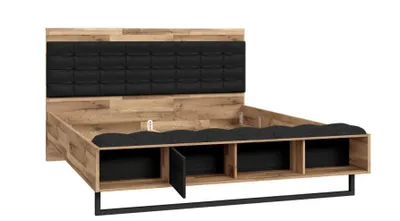 Produktbild von Furniture24 Bett JAKOBINA JKBL1165 Bettgestelle 160 x 20 cm Ehebett in Staabeiche / Schwarz Eiche