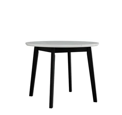 Obrázek produktu pro Kulatý rozkládací stůl do jídelny 100 cm ANGLETON 4 - bílý / černý