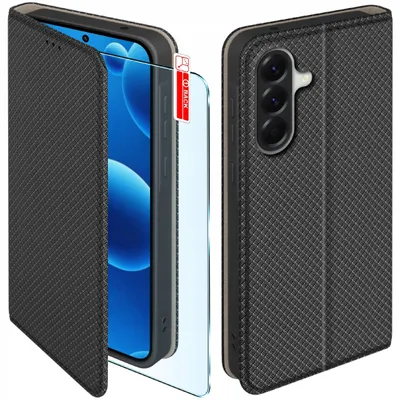 Zdjęcie produktu dla Etui Z Klapką Do Samsung A36 | A37 5G Zamykane Czarne Futerał + Szkło 9H