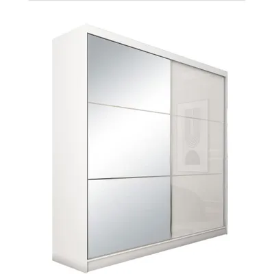 Image de BEAUTYSOFA armoire à portes coulissantes VIVA 200 cm - armoire avec insertions de tiroirs et tringle à vêtements (blanc)