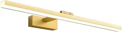 A modern gold LED wall lamp is shown against a white background.