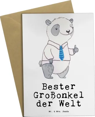 Produktbild von Mr. & Mrs. Panda Grußkarte Panda Bester Großonkel der Welt - Weiß - Geschenk, Klappkarte, einladungskarten, Geschenkidee, osterkarte, weihnachtskarten, Onkel