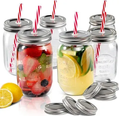 Image de Ensemble de verres Famanu avec couvercle et paille - 500 ml, 6 pièces