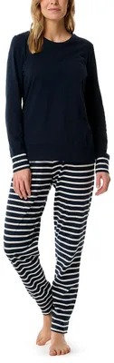 Produktbild von Schiesser Damen Schlafanzug Set lang mit Bündchen weiche Baumwolle