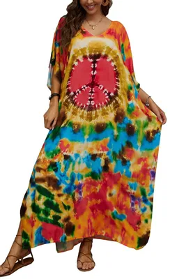Produktbild von Solidchoice – Bunte, böhmisch inspirierte Strandkleid im Kaftan-Stil, erhältlich in großen Größen