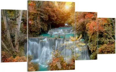 Produktbild von Bild auf Leinwand - Leinwandbild - Park Wasserfall Wasser - 160x90cm - Wand Bild - Wanddeko - Leinwanddruck - Bilder - Kunstdruck - Wanddekoration - Leinwand bilder - Wandkunst - DL160x90-3995