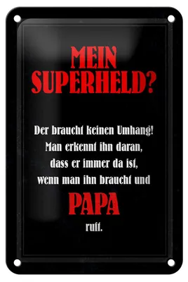 Produktbild von Blechschild Spruch 12x18cm mein Superheld Papa Schild