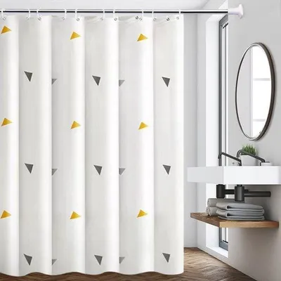 Produktbild von 180x180cm Duschvorhang - Schnell trocknendes Duschgitter mit Haken - wasserdicht und schimmelfest - mit 12 Duschgitterringen - für Dusche und Bad