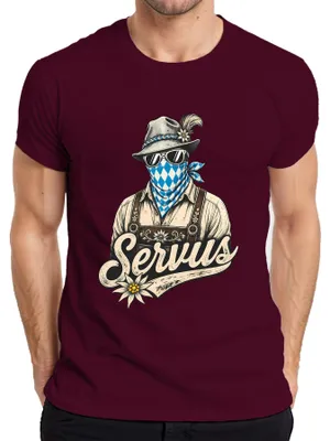 Obrázek produktu pro Pánské tričko, bavorské tradiční oblečení, "Lederhose", "Tracht", "Wiesn", "Oktoberfest", "Dirndl", "Volksfest", barva: vínová, velikost: 3XL