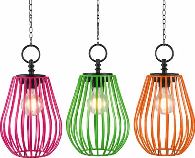 Produktbild von 3er Set 22 cm Solar Windlicht Hängend LED Solarlaterne Metall IP44