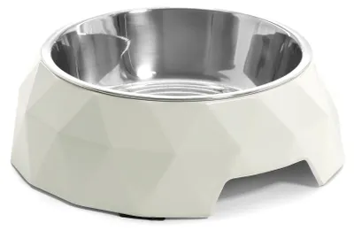 Imagen del producto de Record, comedero para perros, acero inoxidable y melamina, diámetro 18 cm, capacidad 350 ml, color blanco