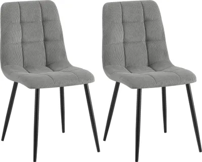 Produktbild von CLP 2er Set Esszimmerstuhl Tilde gepolstert mit Rückenlehne bis 150 kg belastbar grau Material Cord