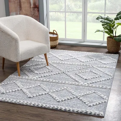 Produktbild von Shaggy Teppich - Hochflor Wohnzimmerteppich 120 x 170 cm, Ethno-Grau