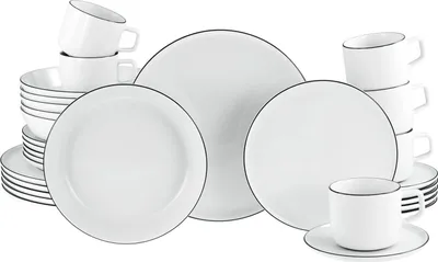 Obrázok produktu pre CreaTable, 21967, Chef Collection Black Line, kombinovaná sada 30 dielov, porcelán