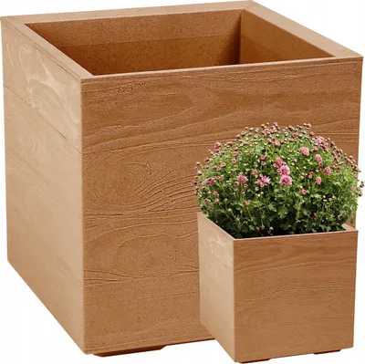 Immagine prodotto di Vaso da fiori Lamela | a scacchiera | 40 cm | legno naturale