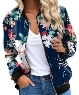 Image de Veste bomber violette à motifs floraux pour femmes