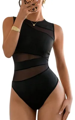 Image de Body sans manches pour femmes - Maille noire, style décontracté