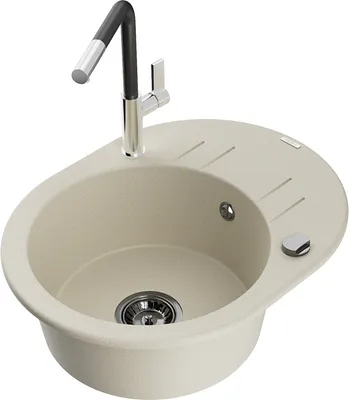 Produktbild von Mexen Kevin 1 Becken-Granitspüle mit Abtropffläche und Mischbatterie Flora, Beige - 6517-69-670401-07-B