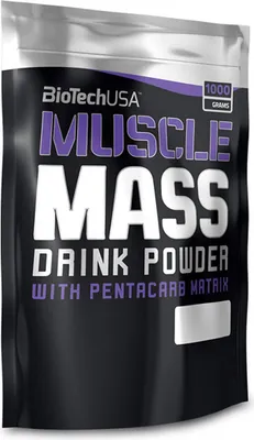 Immagine prodotto di BioTech USA Muscle Mass 1000 g fragola / Gainer / Gainer ipercalorico arricchito con glutammina e creatina