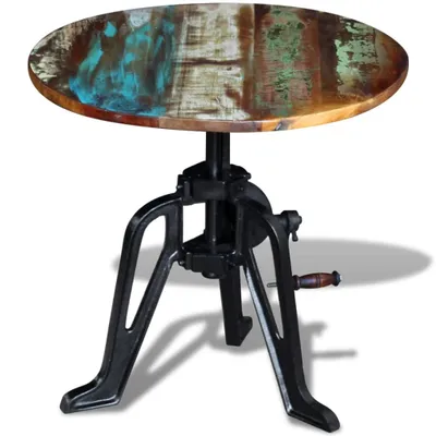 Immagine prodotto di Tavolino in Legno Massello Anticato e Ghisa 60x(42-63) cm