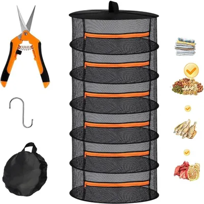 6-lagiges Kräuter-Trockennetz, hängend, 60 cm, zusammenklappbar