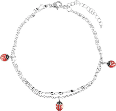 Produktbild von "Coccinella" - Marienkäfer, Fussketchen aus Edelstahl, 21 + 5 cm