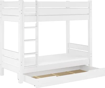 Produktbild von Etagenbett für Erwachsene weiß 100x200 Nische 100 teilbar Zubehör wählbar V-60.16-10WT100Rollrost. Matratzen und Bettkasten inkl.