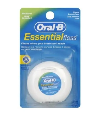 Obrázok produktu pre Oral-B Essential Dentálna Niť, 50m - Účinné čistenie medzi zubami, odstraňuje zubný povlak a zvyšky jedla. Dlhodobá ústna hygiena.