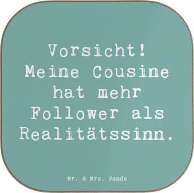 Produktbild von Mr. & Mrs. Panda Tischschoner Spruch Cousine Influencer - Meeresbrise - Geschenk, Familienmitglieder, Social Media, Liebe, Ironie, Tassenuntersetzer, Humor, Dankeschön