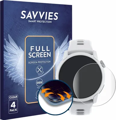 Produktbild von 4x Savvies Fullscreen Schutzfolie für Coros Pace 2/ 4 Displayschutz Folie Fullcover Klar Transparent