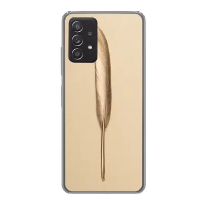 Produktbild von MuchoWow® Handyhülle Schutzhülle Hülle für Samsung galaxy a73 Gold bemalte Feder auf einem goldenen Hintergrund Silikon Softcase Handy Hülle - Handyhülle
