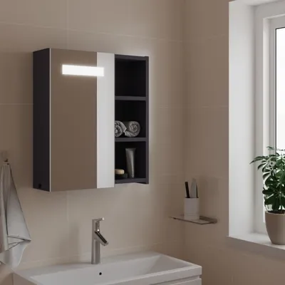 Produktbild von ZMH Spiegelschrank mit LED-Beleuchtung Grau 45x13x52 cm